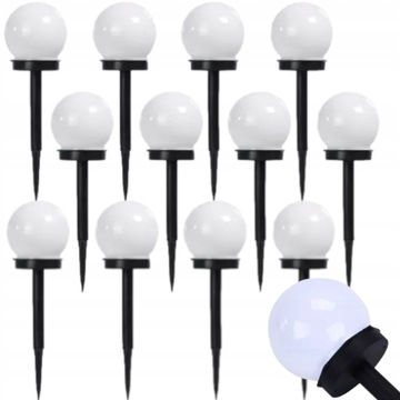 LAMPKI SOLARNE OGRODOWE LAMPA 10 cm KULA 12szt