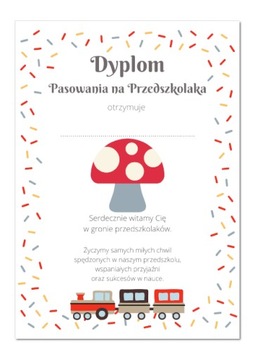 Dyplom PASOWANIE przedszkolaka MUCHOMORKI GRZYBKI
