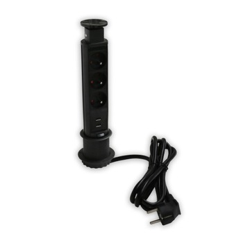 GNIAZDO WPUSZCZANE CHOWANE W BLAT WYSUWANE 2x USB