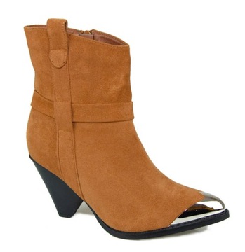 LaRoni E1328 BOTKI KOZAKI KOWBOJKI SKÓRA CAMEL RUD