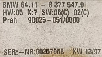 BMW 5 E39 96-03 R PANEL ŘÍZENÍ KLIMATIZACE