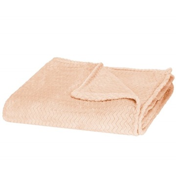 ТОЛСТОЕ ПЛЮШЕВОЕ ОДЕЯЛО 160x200см ТЕПЛЫЙ МЯГКИЙ ПЕРСИКОВЫЙ