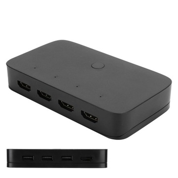 HDMI KVM-переключатель, 4 порта, компьютерный хост, 4 входа, 1 выход, 4k HD USB, общий доступ к сети