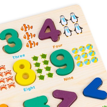 ДЕРЕВЯННАЯ РАЗВИВАЮЩАЯ ДОСКА ДЛЯ ДЕТЕЙ ГОЛОВОЛОМКА ИЗУЧЕНИЕ ЦИФР СЧЕТ СОРТИРОВКА
