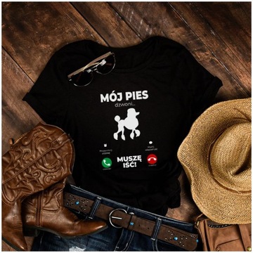 Tshirt damski bluzka PIES Pudel Poodle PIES DZWONI PSY L