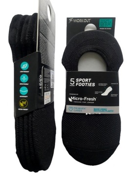 PRIMARK 5 mikrostopki STOPKI sportowe CZARNE 39-42