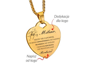 Золотое колье Золотой кулон СЕРДЦЕ ДЛЯ ДОЧКИ От родителей Любая гравировка