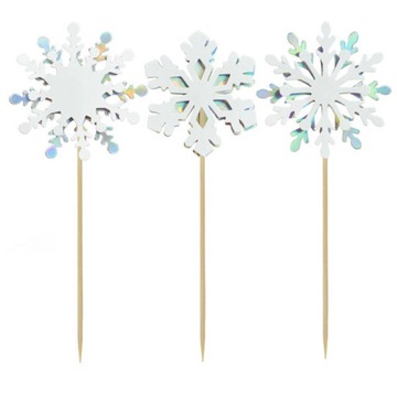 PIKERY do BABECZEK ŚNIEŻYNKI na ŚWIĘTA srebrne x3