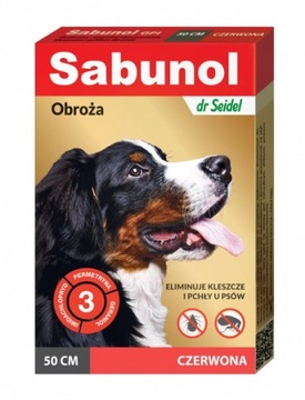 Sabunol obroża czerwona 50cm na pchły i kleszcze