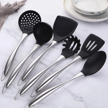 ЛОЖКА ДЛЯ СУПА 29,5см КУХОННАЯ ЛЕСТНИЦА ИЗ НЕРЖАВЕЮЩЕЙ СТАЛИ + СИЛИКОН