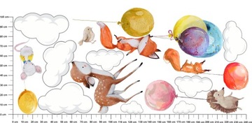 ZWIERZĘTA KRÓLIKI BALONY NAKLEJKI NA ŚCIANĘ240x100