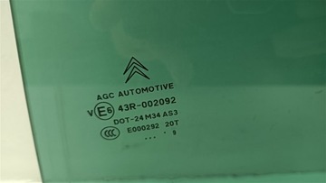 SKLO (OKNO) DVEŘE LEVÝ ZADNÍ CITROEN C5 III X7 KOMBI 2009R. TMAVÁ JEDNOTLIVÉ