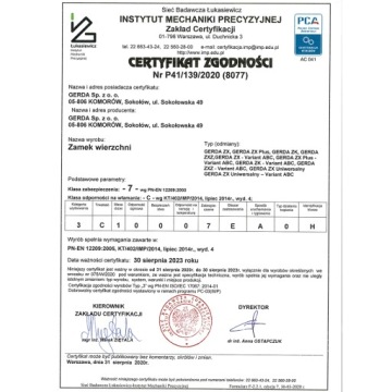 Верхняя молния TYTAN ZX PLUS платиновая СЛЕВА GERDA