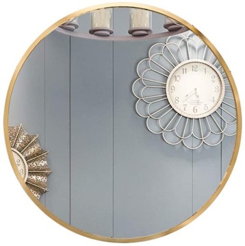 Lustro Okrągłe Ścienne Loft w Złotej Ramie 90cm