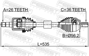 POLOOSA POHONNÁ PŘEDNÍ LEVÝ DO VOLVO V40 V50 V60 V70