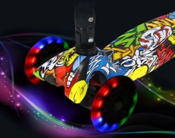 ТРЕХКОЛЕСНЫЙ БАЛАНСИРОВОЧНЫЙ СКУТЕР, ОСВЕЩЕНИЕ, СВЕТОДИОДНЫЕ КОЛЕСА, ТОРМОЗ ГРАФФИТИ