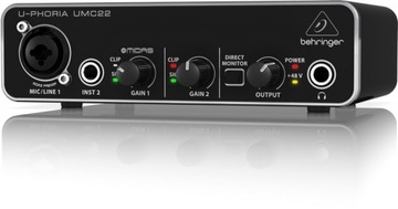 USB-ИНТЕРФЕЙС BEHRINGER UMC 22 С ПРЕДУСИЛИТЕЛЕМ MIDAS