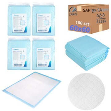Підкладки вбирні Преміум SAP 60x60 гігієнічні BETAtex+ by ZARYS 100 шт.