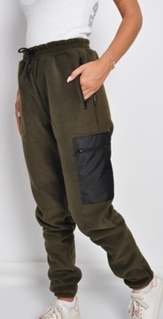 БРЮКИ ЖЕНСКИЕ ТЕПЛЫЕ ФЛИСОВЫЕ, ТЕМНО-ЗЕЛЕНЫЕ S