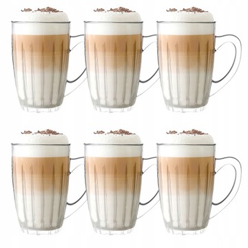 ZESTAW SZKLANEK SZKLANKI DO KAWY LATTE Herbaty KOMPLET 350ml 6 szt