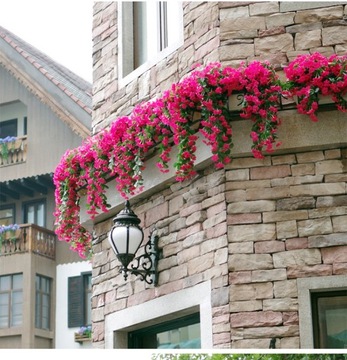 Girlanda Kwiatowa Różowa Sztuczne Kwiaty Zwisające Bluszcz Surfinia