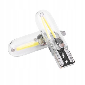 Пара стеклянных светодиодов COB W5W T10 8–28 В для