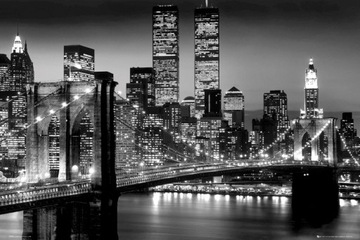 Nowy Jork Manhattan Nocą - plakat