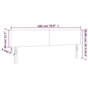 vidaXL Изголовье кровати со светодиодной подсветкой синее, 180x5x78/88 см, ткань