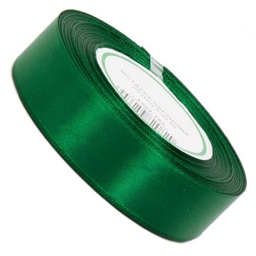 Wstążka Satynowa tasiemka ciemnozielona 25mm 32mb