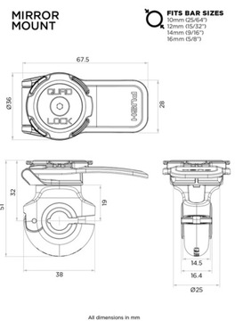 Крепление для зеркала с четырьмя замками V2