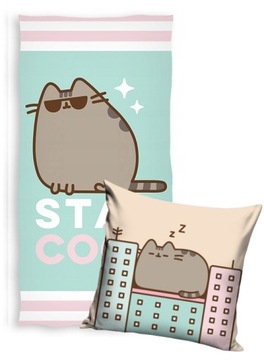 PUSHEEN RĘCZNIK KĄPIELOWY 140x70 BAWEŁNA + POSZEWKA 40x40 PUSHEEN THE CAT