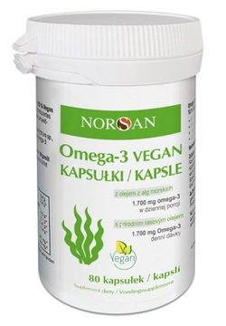 Norsan Omega-3 vegan kwasy omega-3 80kapsułek z olejem z alg morskich