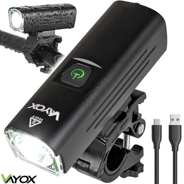 LAMPKA ROWEROWA PRZEDNIA OŚWIETLENIE DO ROWERU LAMPA LED USB-C 1300lm VAYOX