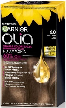 GARNIER OLIA FARBA DO WŁOSÓW BEZ AMONIAKU 6.0 JASNY BRĄZ