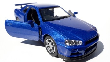 Модель Nissan Skyline GT-R(R34) Синий Металл WELLY 1:34