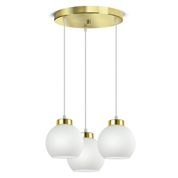 Lampa Wisząca Sufitowa Żyrandol Złota Szklane Białe Kule Glass EZ3 LED E27