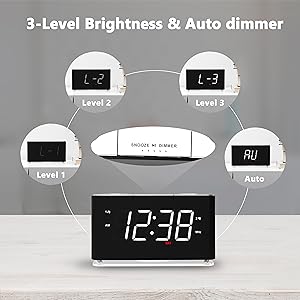 iTOMA LED-будильник-радио с портативным беспроводным Bluetooth 5.1, цифровой