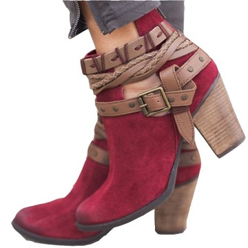 MODA BOTKI DAMSKIE WIOSENNE ZAMSZOWE BUTY