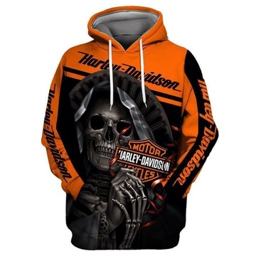 Męska bluza z kapturem i nadrukiem Harley 3D