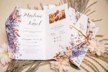 Приглашения на свадьбу в бежевом конверте DL - цветы - Ваше фото - ВЫКРОЙКИ