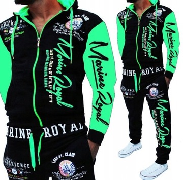 DRES MĘSKI KOMPLET SPODNIE BLUZA MODNY NADRUK 3XL