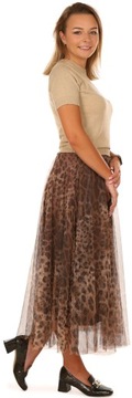 F697 Стильная юбка из тюля, печатный леопард