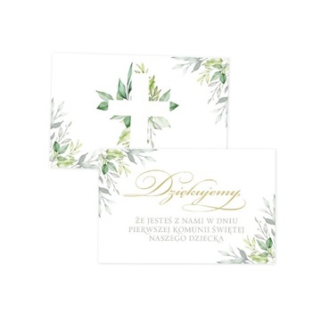 BILECIKI podziękowanie komunię Zielone Listki 10sz