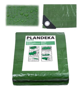 PLANDEKA ZIELONA 4x8 M Wzmacniana Gruba WODOODPORNA UV MOCNA