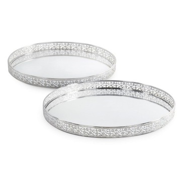 Серебряный декоративный поднос с зеркалом 40Х40 ГЛАМУР.