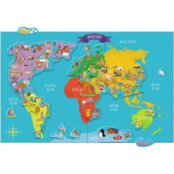 НАБОР МАГНИТОВ МАГНИТНЫЙ «КАРТА МИРА» 145 ЭЛЕМЕНТОВ ИЗ ДОСОК