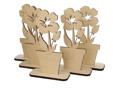 KWIATEK DREWNIANY NA PODSTAWIE WIOSENNY NA DZIEŃ MAMY 15X9 CM 5 szt