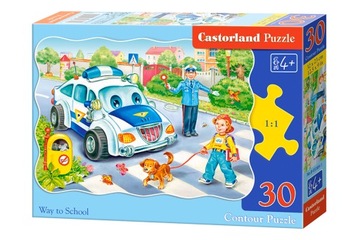 Puzzle kOnturowe 30 elementów Droga do szkoły policjant 32x23 cm 4+ lat