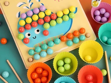 Развивающий пазл Монтессори Мозаика Бусины Деревянные шарики ZA4438