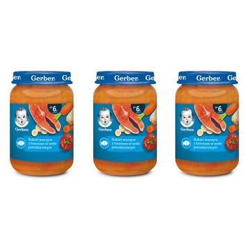 GERBER obiadek bukiet warzyw z łososiem 3x190g